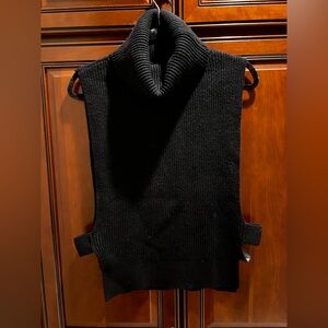 NWOT Anthropologie Black Cowl Neck Topper Vest Sweater Open Sides - OS